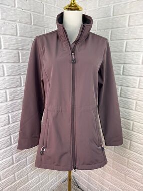 GERRY COAT JACKET ZIP UP FAUX FUR LINED PURPLE GRAY SZ MED